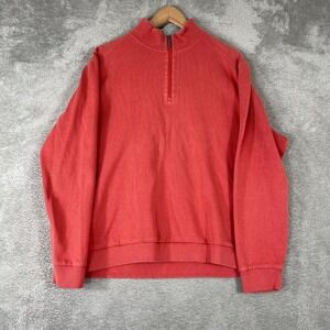 Paradise Collection Quarter Zip Pullover Mens Large Red Ribbed Cotton Sweater